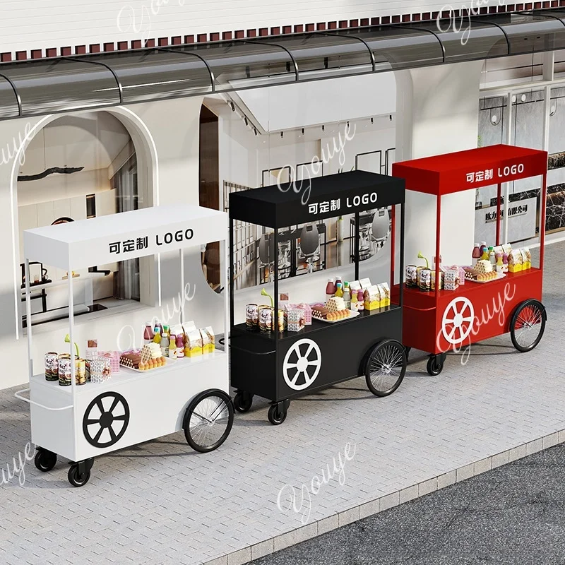 

Night market mobile outdoor stall display wrought iron float shopping mall hand push truck stall car