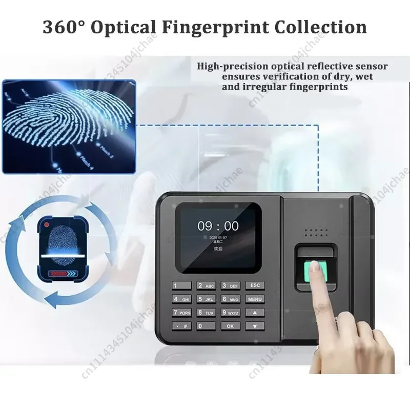 EE USB Biometric Attendance System Fingerprint Reader Time Clock with Excel Export and Reset Function for Employee In Out