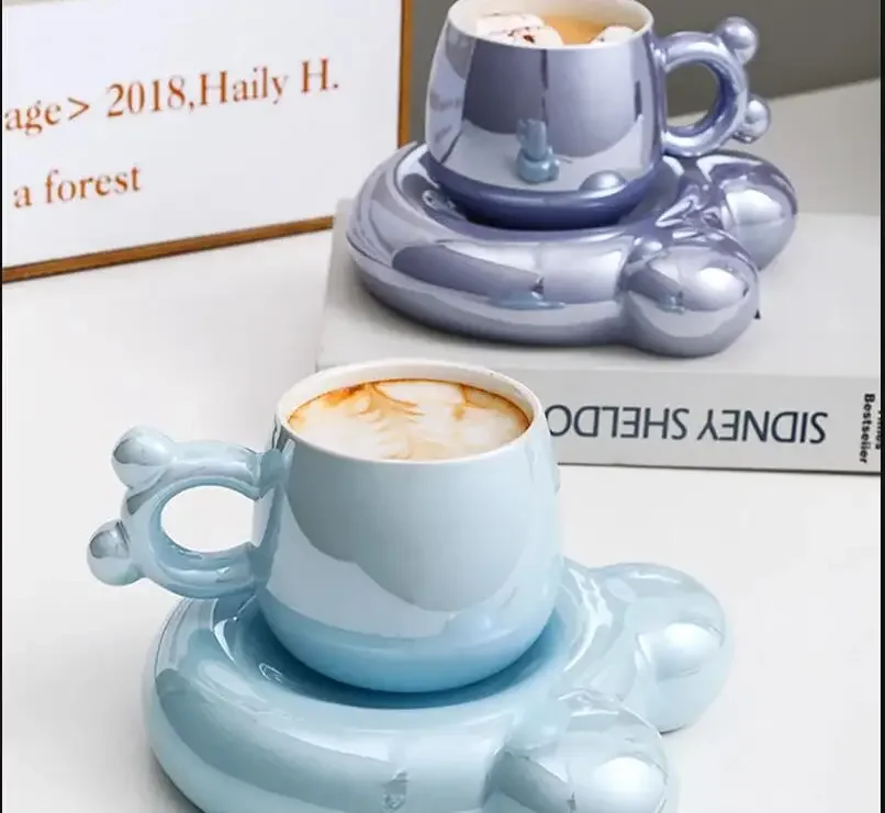 

300 мл легкая роскошная кружка с ручкой, медведь, офисная керамическая чашка для воды, кофе, чай с молоком, торт и набор, скандинавское украшение для дома