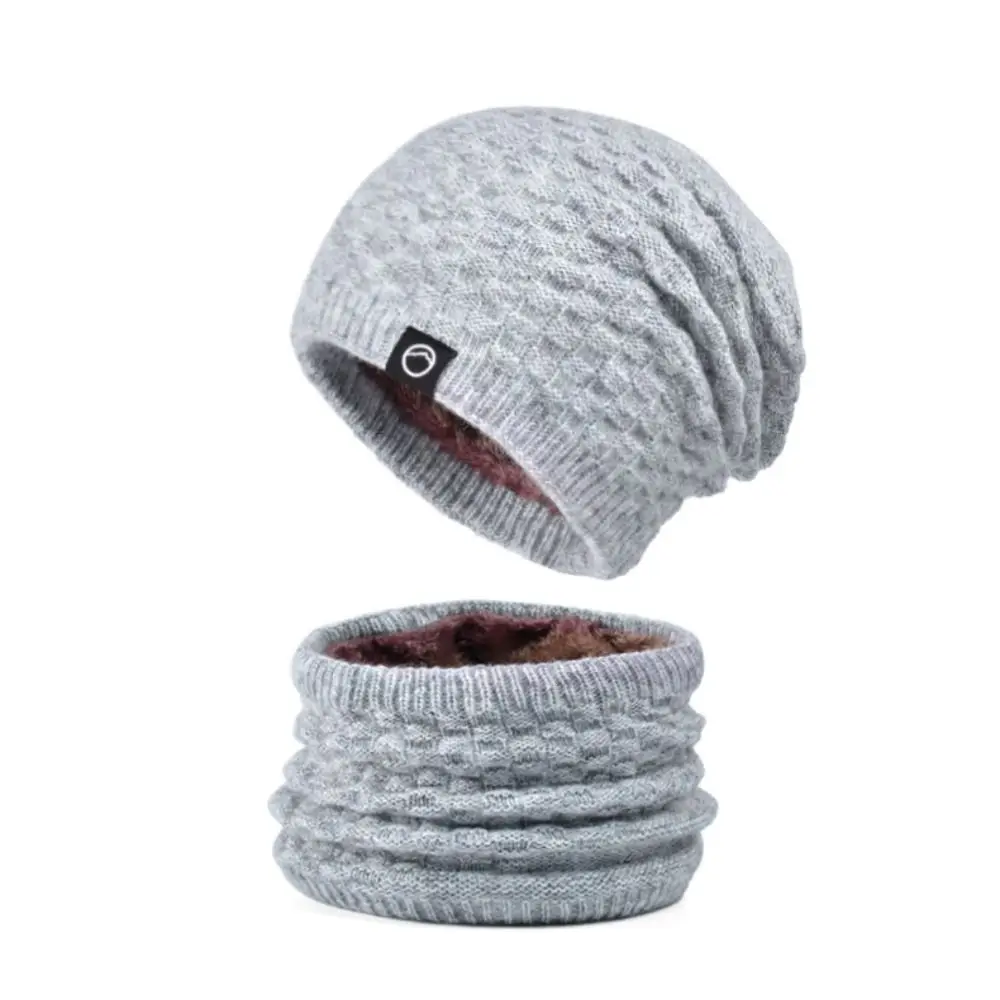 Neck Warmer Winter Beanie Hats Scarf Set Thicken Windproof Women Warm Knitted Hat Ear Protection Cold Proof