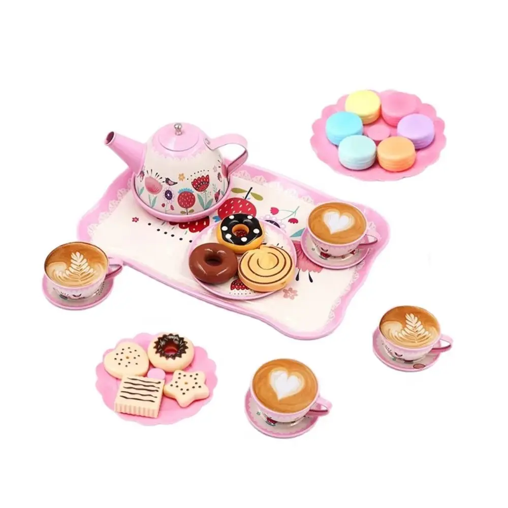 Juego de rol, juego de té de simulación, vajilla, Material metálico, tetera, juguete de cocina, exquisita educación temprana, té de la tarde, juego de simulación