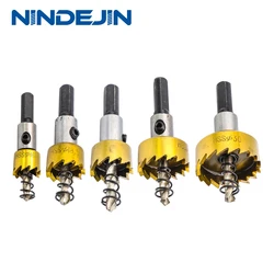 NINDEJIN φ16 φ18.5 φ20 φ25 φ30 HSS drill bit hole saw cutter bit set for metal stainless iron brass aluminum plastic plate