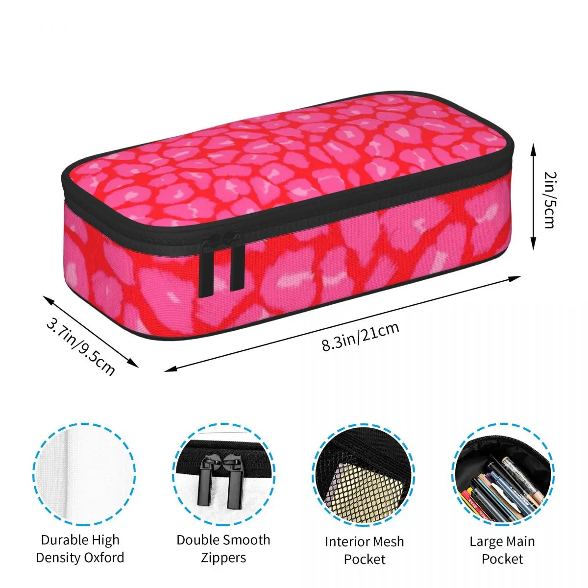 Leopard Print Pink And Red Colours Pencil Cases for Student Pen Box Pencil Bag Big Capacity Pencil Pouch Pen Holder