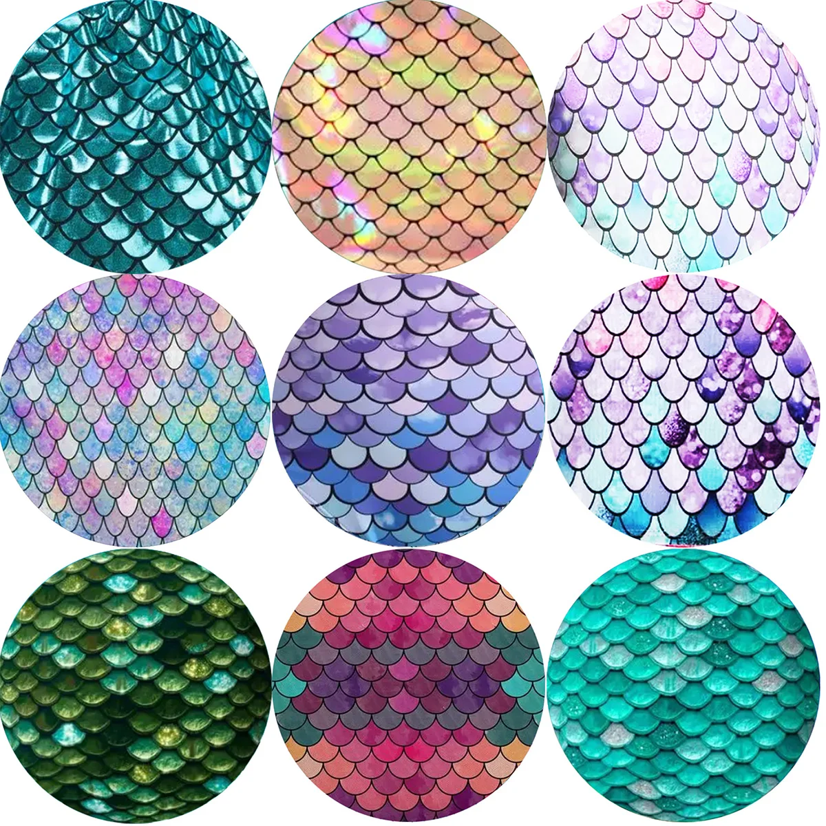 10pcs Magical Beauty Glitter Fish scales 8mm/10mm/ 12mm/Round photo glass cabochon demo flat back Making findings