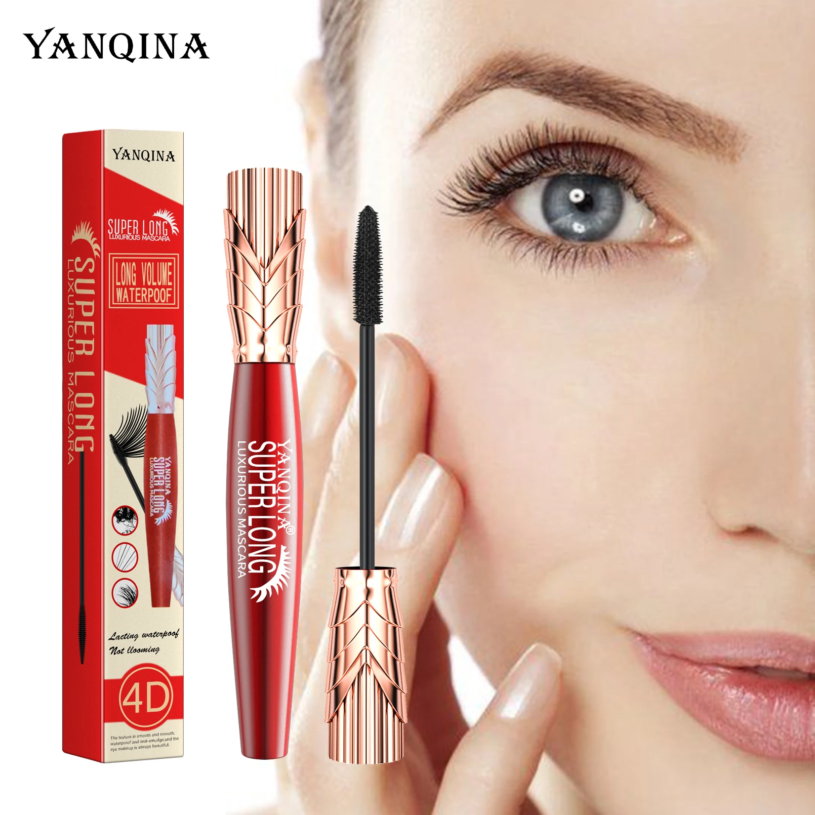 4d Seiden faser Wimpern Mascara 2 in 1 Mascara wasserdicht verlängern Kosmetik Augen Mascara Schiff Wimpern Curling dicken Augen Make-up