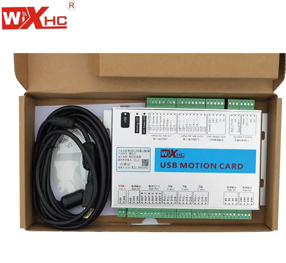 WiXHC 3-Axis 4-Axis 6-Axis CNC USB Motion Card Controller Box MACH3 Interface Board 16 Input 8 Output Optocoupler Isolation