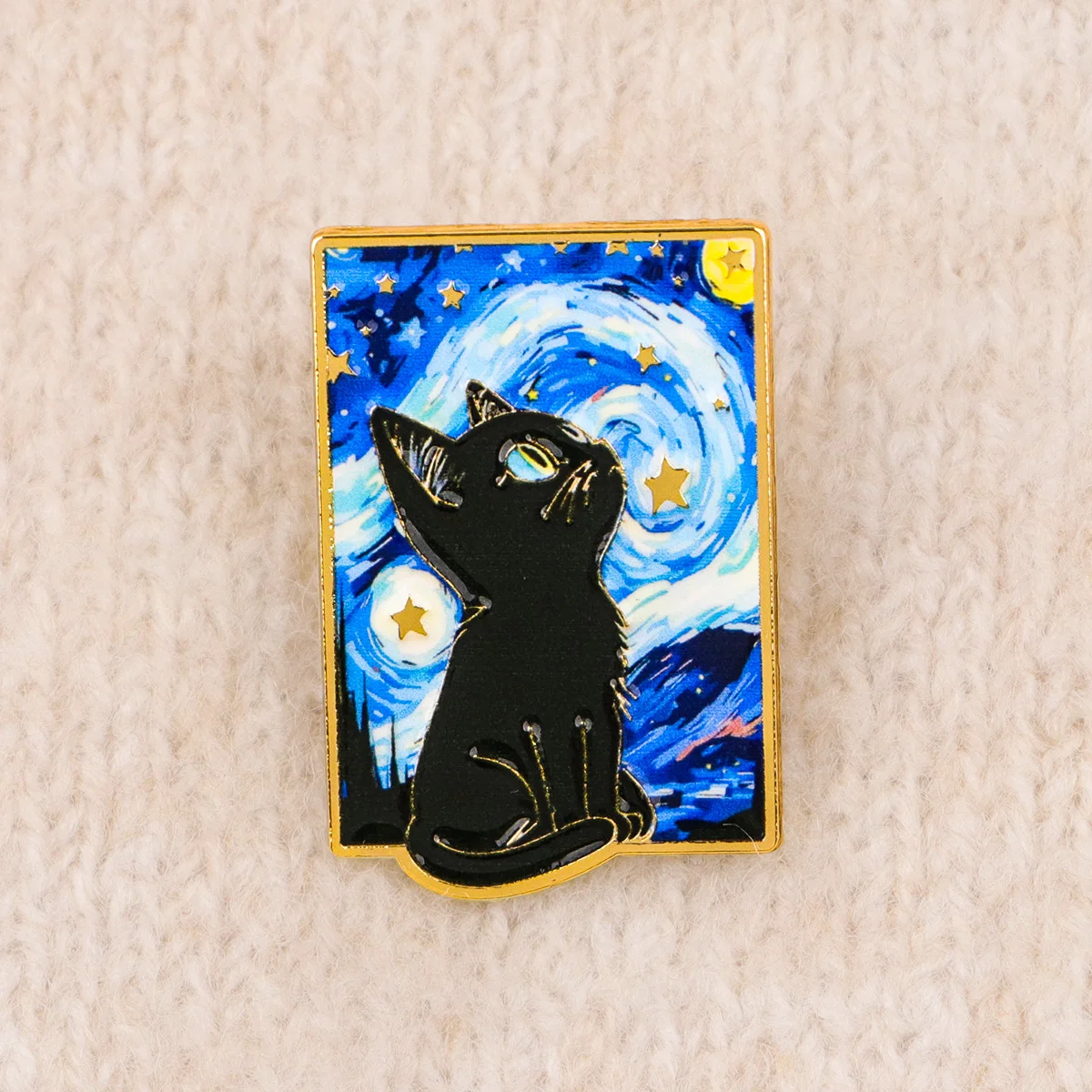 Van Gogh Black Cat Enamel Pin Cartoon Alien Brooch For Coat Cute Cow Brooches Fashion Lapel Badges Jewelry Gift for Friends