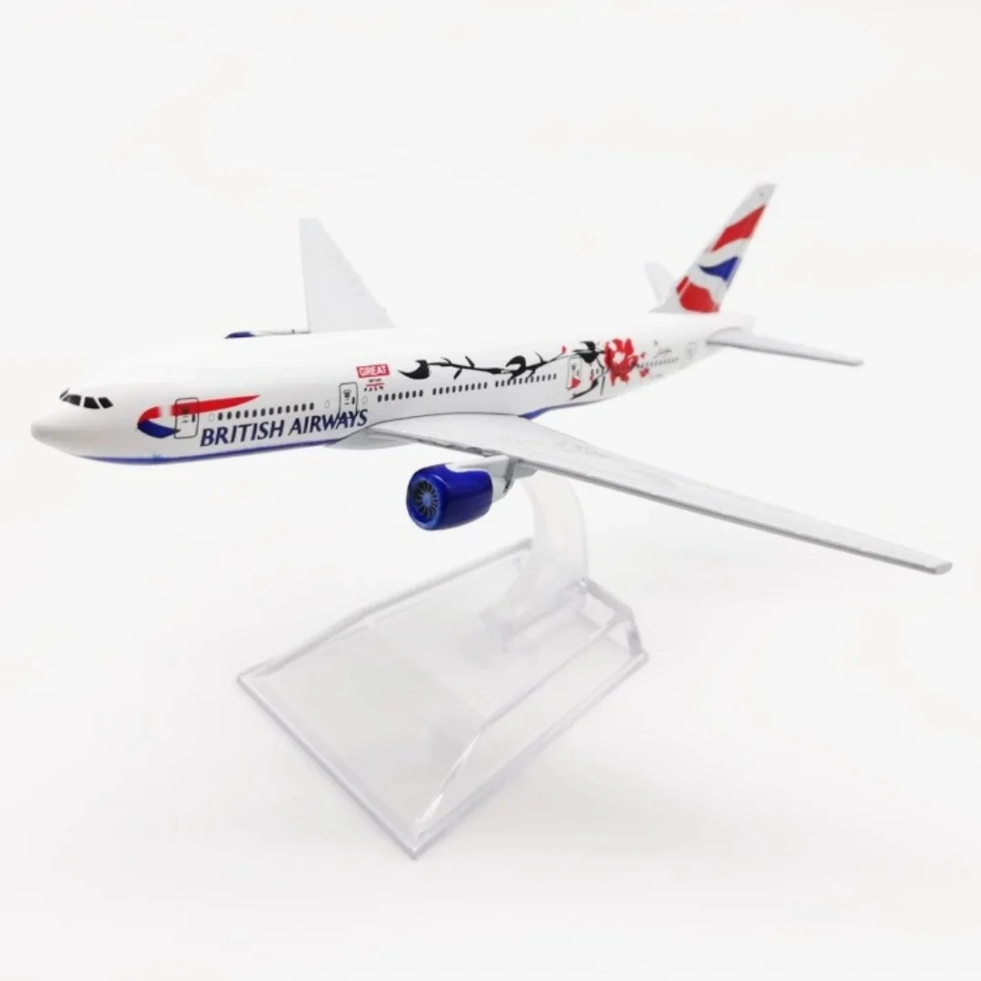 16cm Scale Planes B777 British Plum Blossom Airways Airplane Model Diecast Metal 1/400 Collectible for Aviation Enthusiast