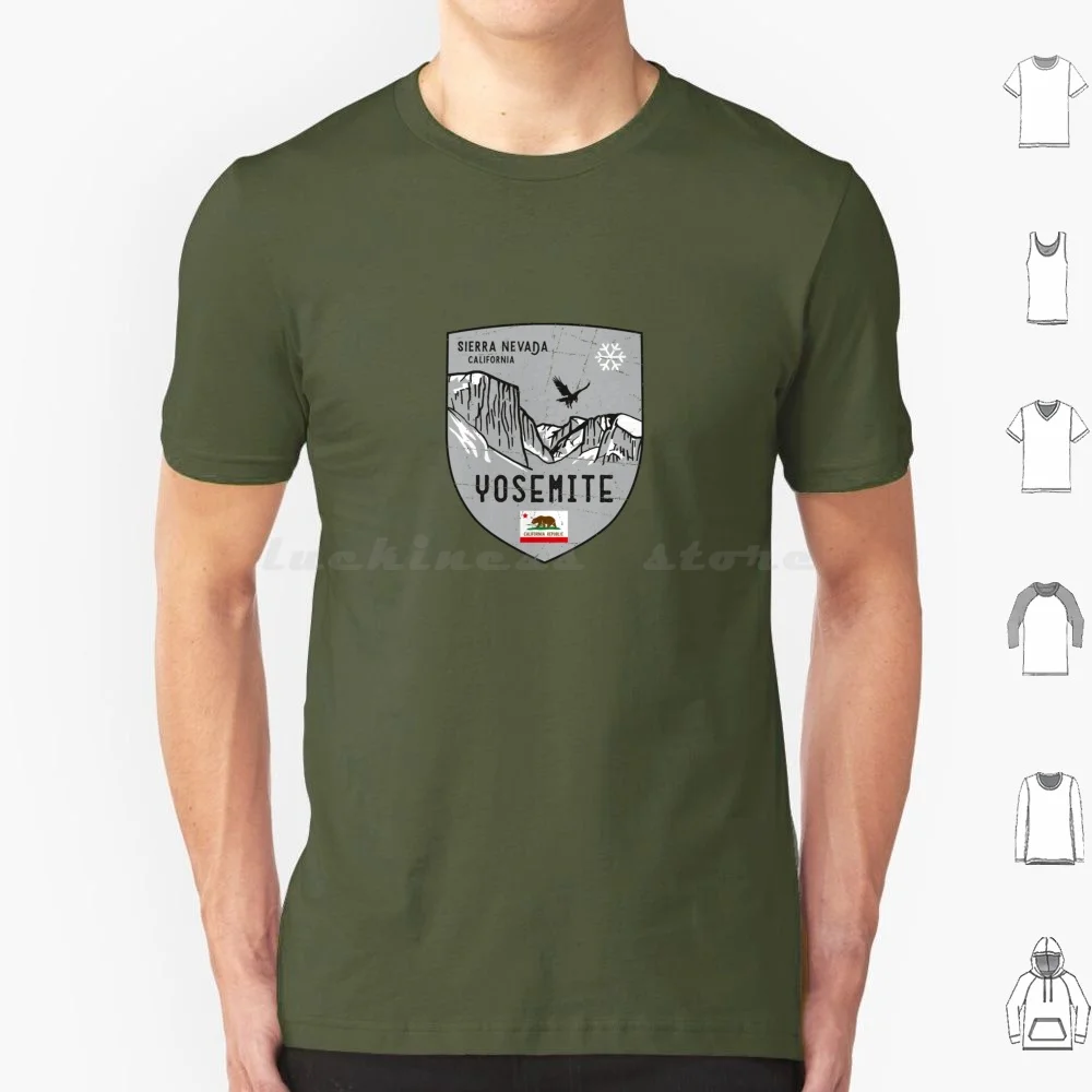 Camiseta con emblema de Yosemite California, talla grande, 100% algodón, montañas, esquí, Snowboard, Posay, montaña, caminata, campamento, escalada al aire libre, Freeride John
