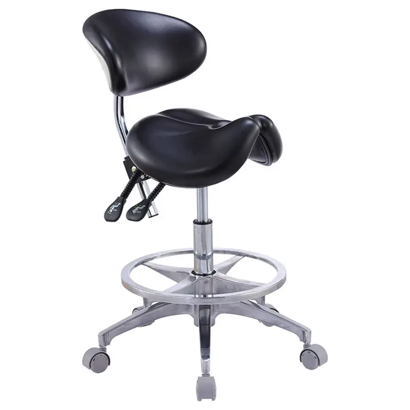 Professional Ergonomic PU Leather Dental Saddle Chair Twin Dentist Saddle Stool with Backrest for Clininc Hospital