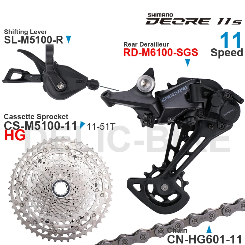 SHIMANO DEORE 11Speed Groupset SL-M5100 Shifter RD-M5100  Rear Derailleur RD-M6100 Cassette  51T Chain parts for MTB