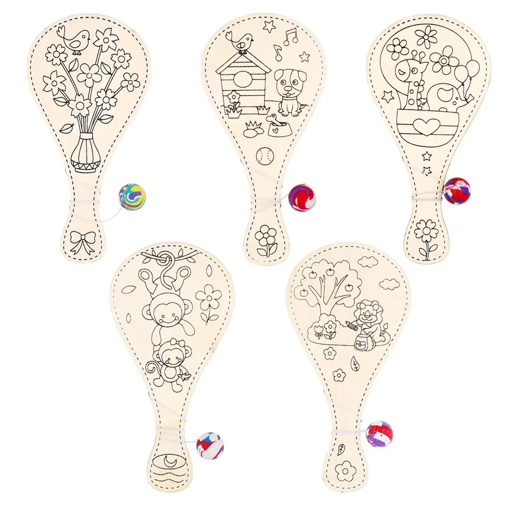 Wood Paddle Ball Game with String for Boys Girls Teens Adults Fun Coordination Toy Party Favor Gift