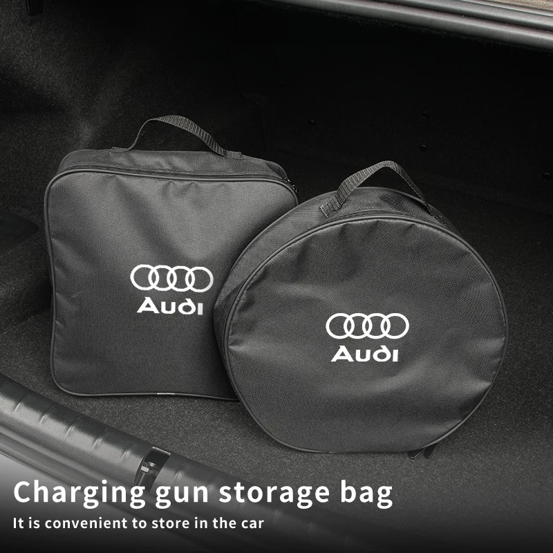 Trunk Organiser EV Car Charger Cable Storage Bag Carry Toolbox For Audi Q5 Q7 Q3 A3 A4 A6 A5 A1 S1 S3 S4 RS5 RS6 A7 A8 Q2 RS3 RS 