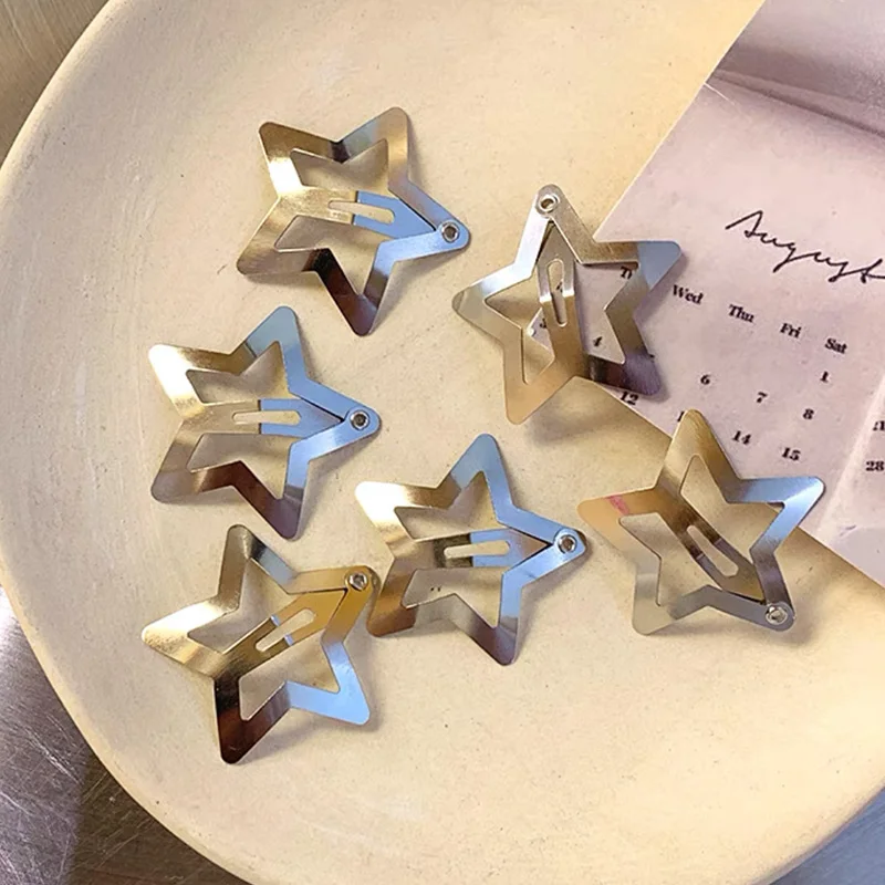 2-100Pcs Y2K Silver Star BB Hairclips Girls Cute Star Barrettes Women Simple Metal Snap Clip Headdress Hair Jewelry Accessories