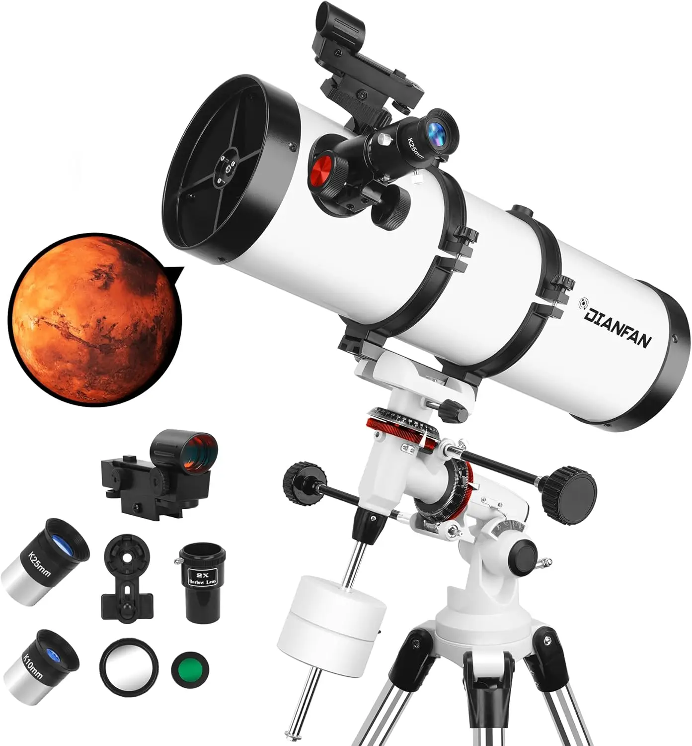 150EQ Astronomical Reflector Telescopes for Adults, Professional Manual Equatorial Telescope for Kids & Beginners.Comes with 2X