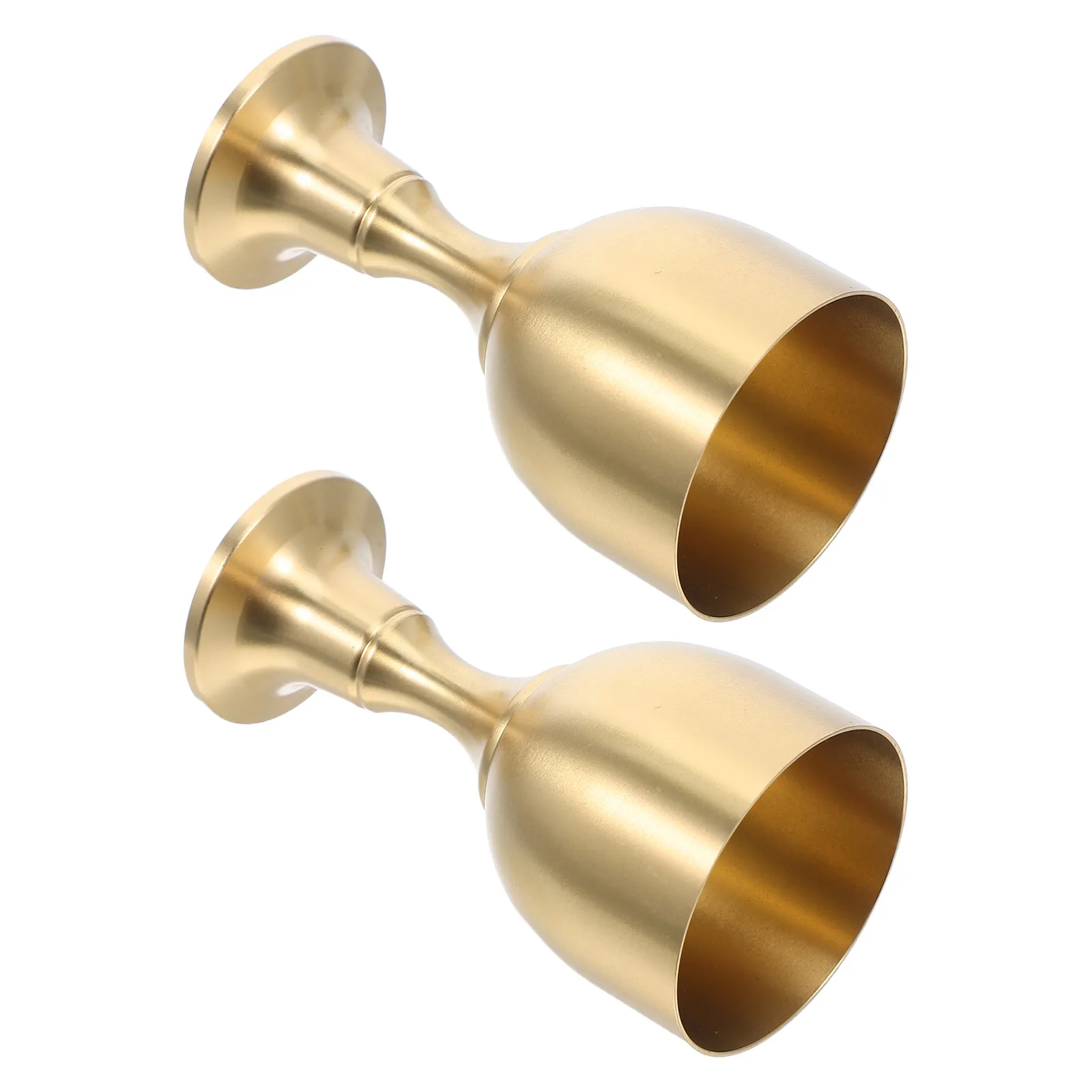 2Pcs Vintage Brass Goblet Cup Mini Gold Chalice Goblet Glass for Wedding Toasting Communion Ceremony Party Bar Retro Decor