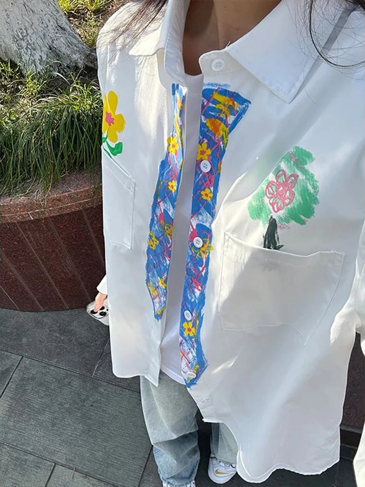 

Doodle Tie ort Sve Men's irt Summer Thin College Sle Design High End Couple Outerwear Breathable Loose Fit Youth Fas...