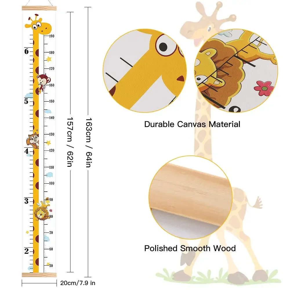 50-190cm growth chart wooden measuring canvas height chart wooden height ruler for kids baby shower gifts