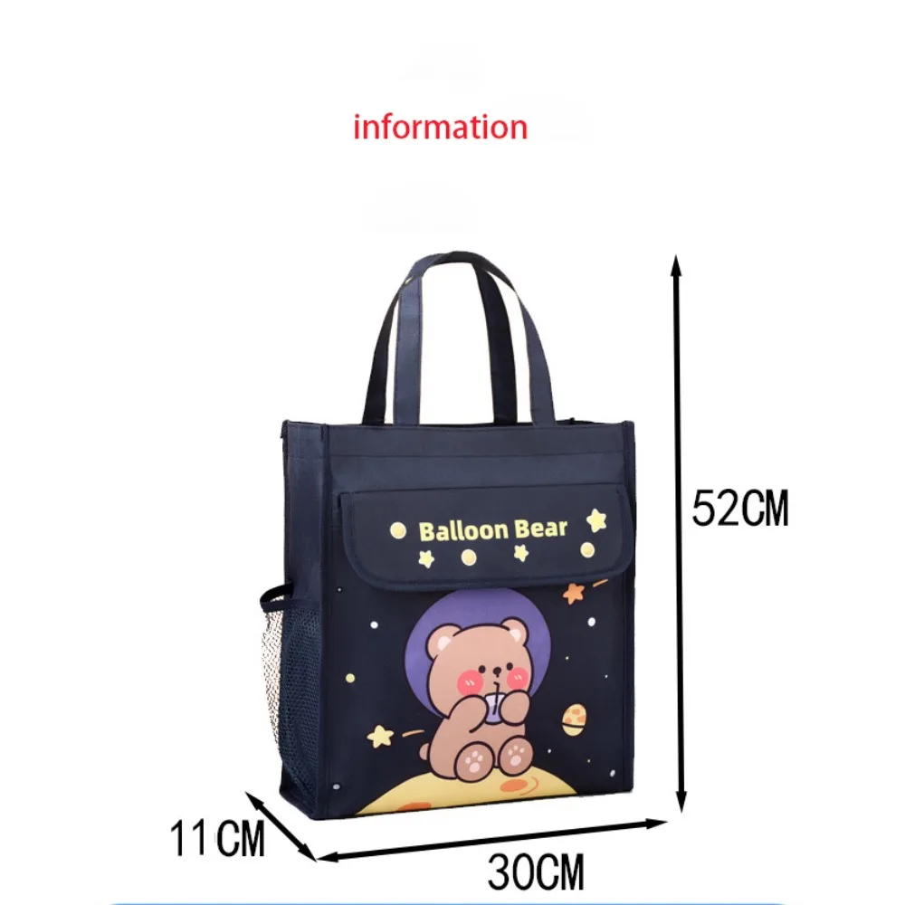 2024 Large-capacity Tote School Bag Oxford Bear Tutoring Bag Multifunction Cartoon A4 File Bag School Office