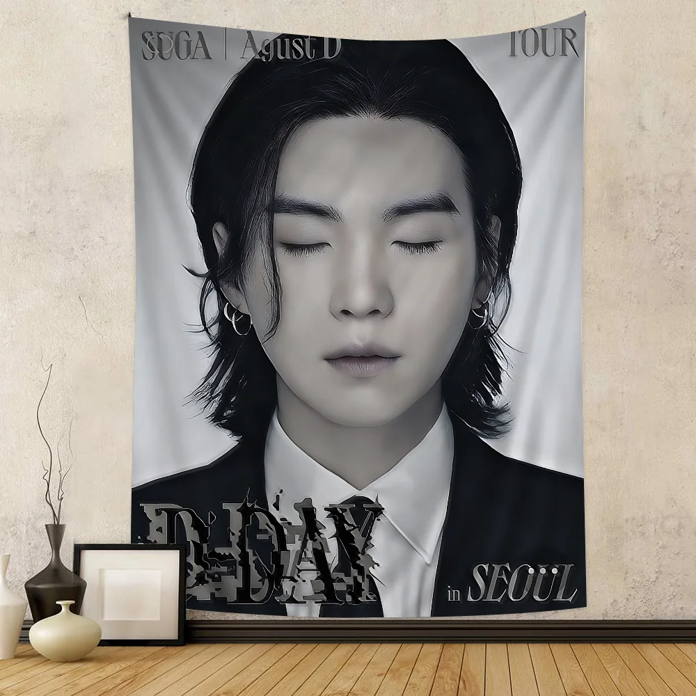 S-Suga Kpop A-Agust D مطبوعة كبيرة قماش مزخرف جداري رخيصة الهبي الجدار الشنق البوهيمي جدار المفروشات ماندالا INS ديكور المنزل #1