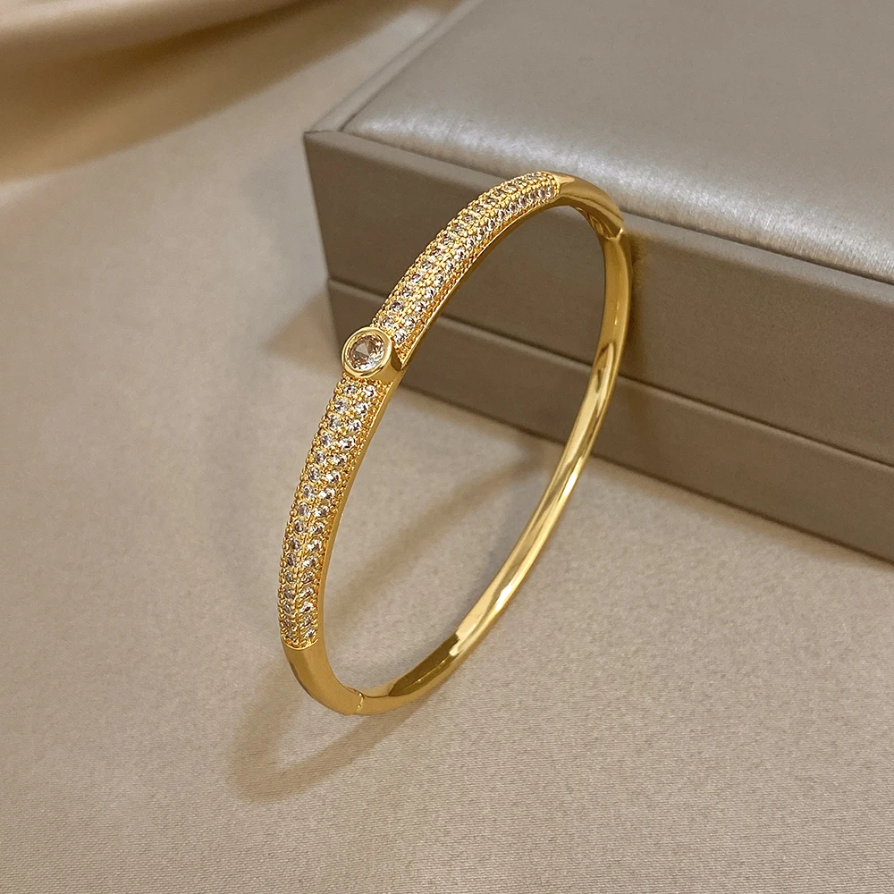 Greatera جودة عالية حجر الراين مربع سلسلة الربط النحاس سوار المد متعدد نمط اختيار مطلي الذهب تصميم الكفة الإسورة