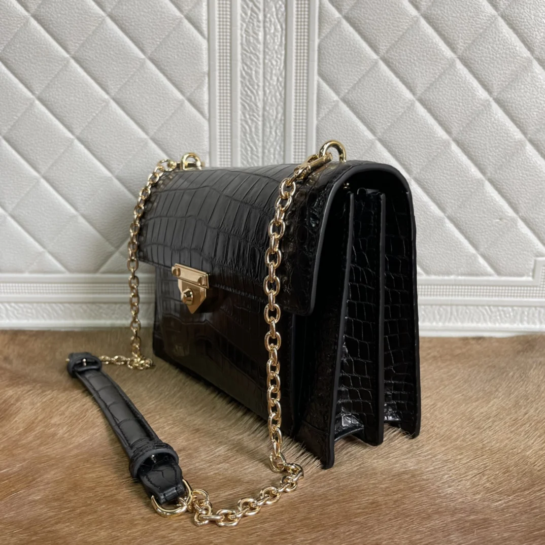 2023 New Designer Crocodile Leather Women Chain Bag Fashion Genuine Leather Lady Shoulder Bag High Grade Messenger Bag 45