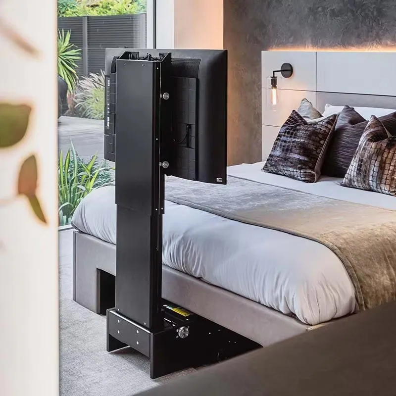 تلفزيون أوتوماتيكي عالي الجودة بمحرك قابل للطي لرفع موفر للمساحة 32 بوصة - 65 بوصة جهاز تحكم عن بعد قابل للتعديل تحت السرير رافعة تلفزيون