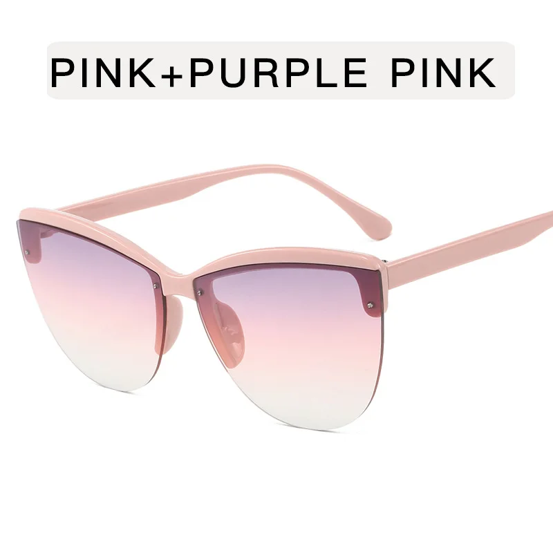 Katzenauge Sonnenbrille Retro Halb rahmen Sonnenbrille Mode Damen dekorative Sonnenbrille – Detail 6