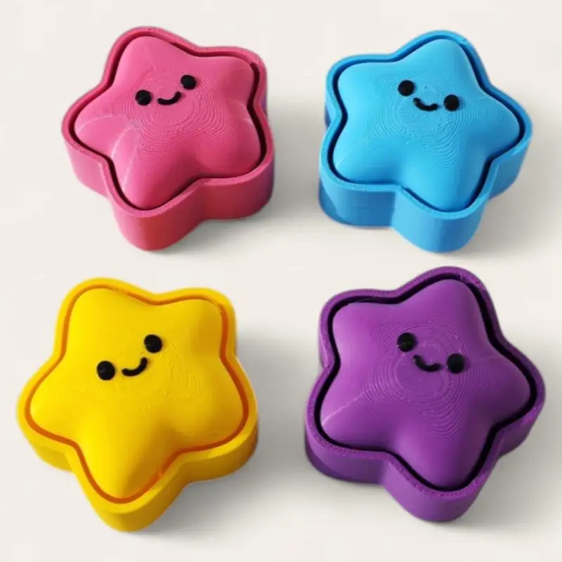 3D Printed Star Clicker Keychain Portable Fidget Toy Backpack Charm Anti‑Anxiety Decompression Gift Choice