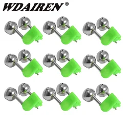 5 Pcs Fishing Bite Alarms Fishing Rod Bell Rod Clamp Tip Clip Bells Ring Green ABS Fishing Accessory Outdoor Metal Bells