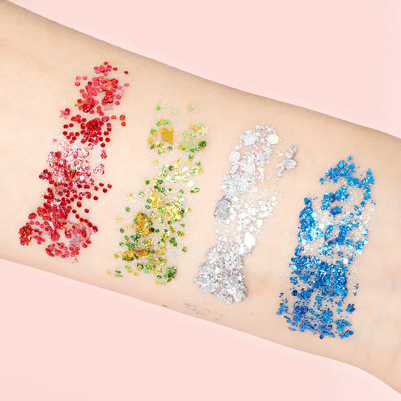 12 لونًا من جل الترتر الخالي من الغراء ظلال العيون ترتر مكياج العيون مسحوق لامع مكياج المسرح ، ترتر فني للأظافر لتقوم بها بنفسك زينة الأظافر