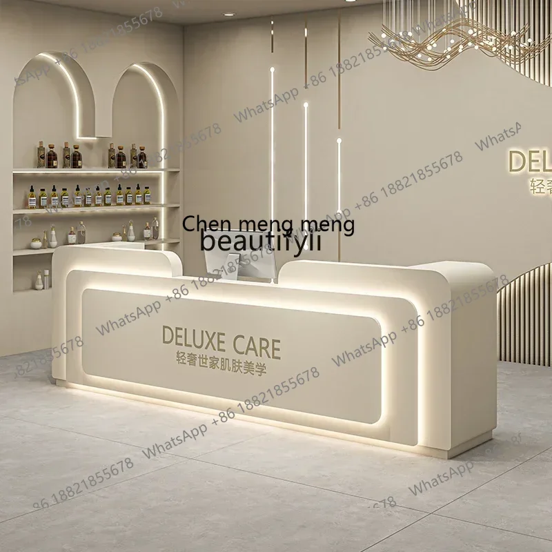 20031Stainless steel checkout page Simple Modern Beauty Salon Dental Bar Training Institution Company Reception Desk