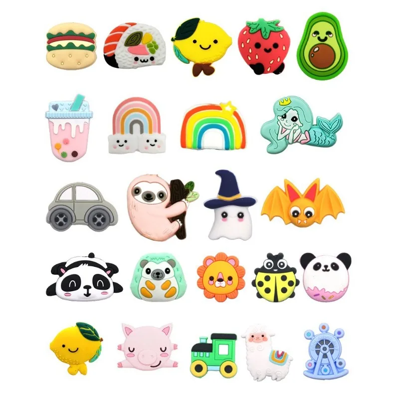 100pcs-edition-ladybug-silicone-bead-cartoon-animal-bead-stringing-bead-pen-loose-food-grade-silicone-focus-beads-wholesale