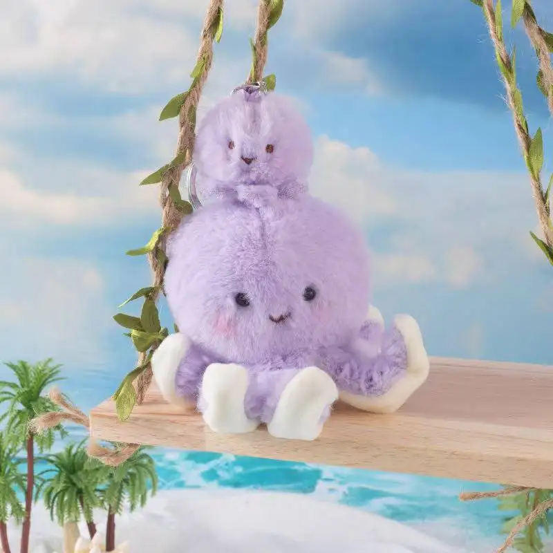 أحدث البحرية الأم والطفل الحيوان على ظهره قلادة المفاتيح Kawaii محشوة ألعاب من نسيج مخملي دمية الكرتون أنيمي لطيف وممتع هدية