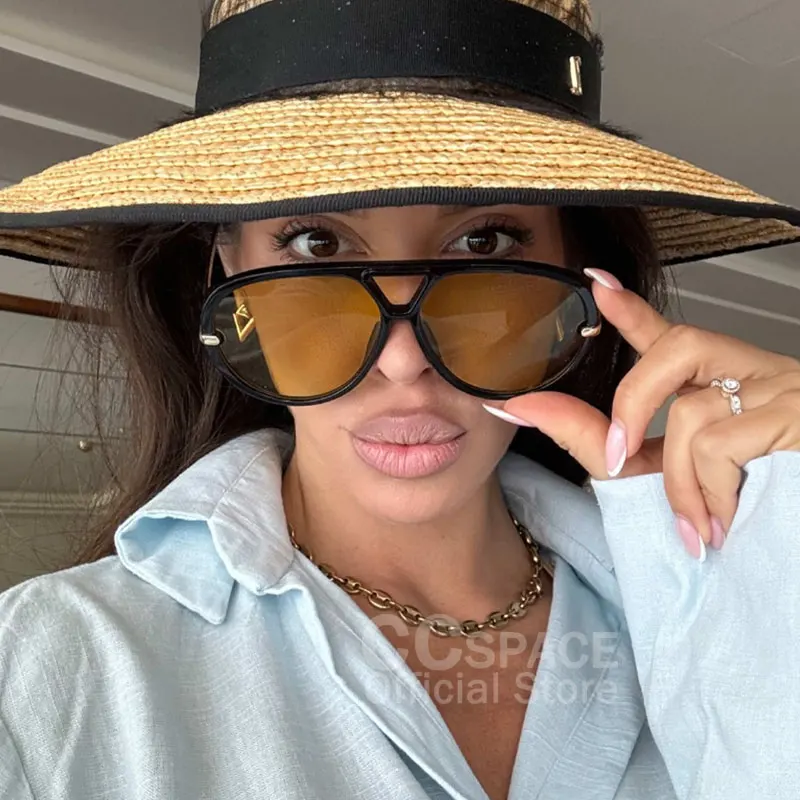 Trendy Oversized Sunglasses for Women 2024 Luxury Brand Designer Goggle Sun Glasses Ladies Classic Vintage UV400 Shades  #300864
