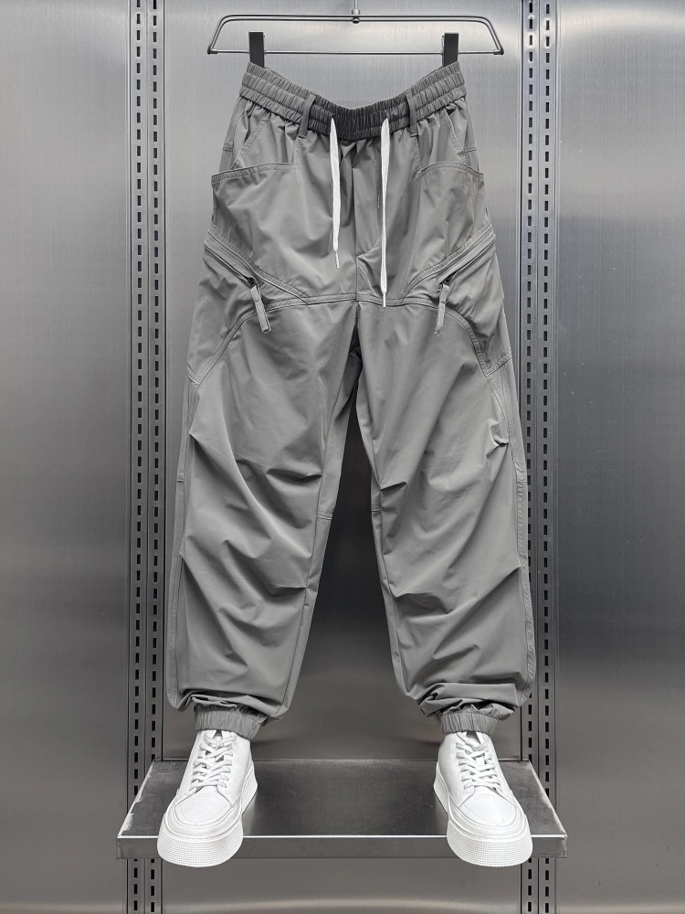 

Летние тонкие мужские рабочие брюки свободного кроя, повседневные брюки-карго в стиле Harlan с большими карманами, молодежная мода