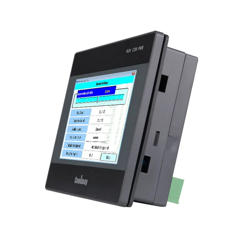 Coolmay 4.3 inch 12di 12do transistor output rs485 rs232 industrial all in one plc programmable logic controller touchscreen