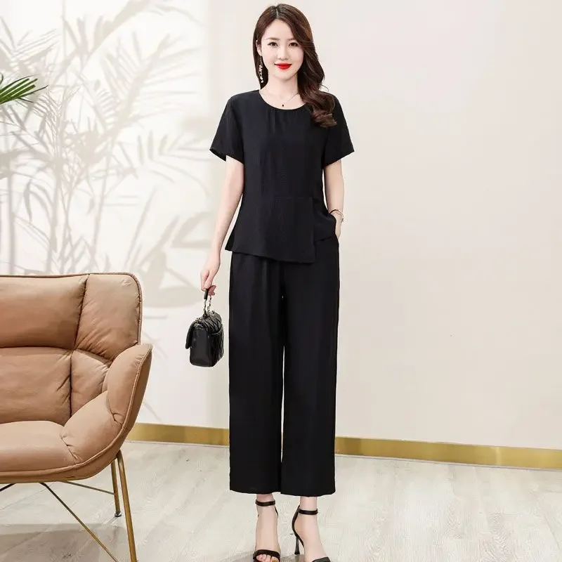 

Summer 2025 Trousers Woman Chic and Elegant Luxury Full Korean Style Clothing Sales Clothes Fashion Pant Sets for Women 2 Pieces