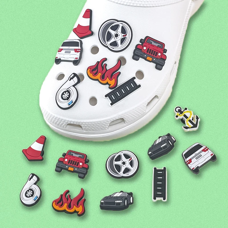 

1/9/90pcs Turbine Wheel Hub Shoe Decoration for Sandals Anchor Car Ladder Shoe Accessories Charms Fits All Clogs Kids Gift