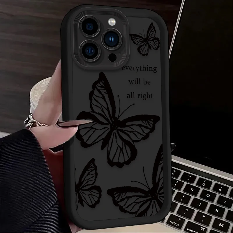 حافظة ناعمة على شكل فراشة حالمة لهاتف آيفون 16 15 14 13 12 11 Pro Max X XS X S Max XR SE 2020 7 8 Plus هاتف مقاوم للصدمات من السيليكون #5