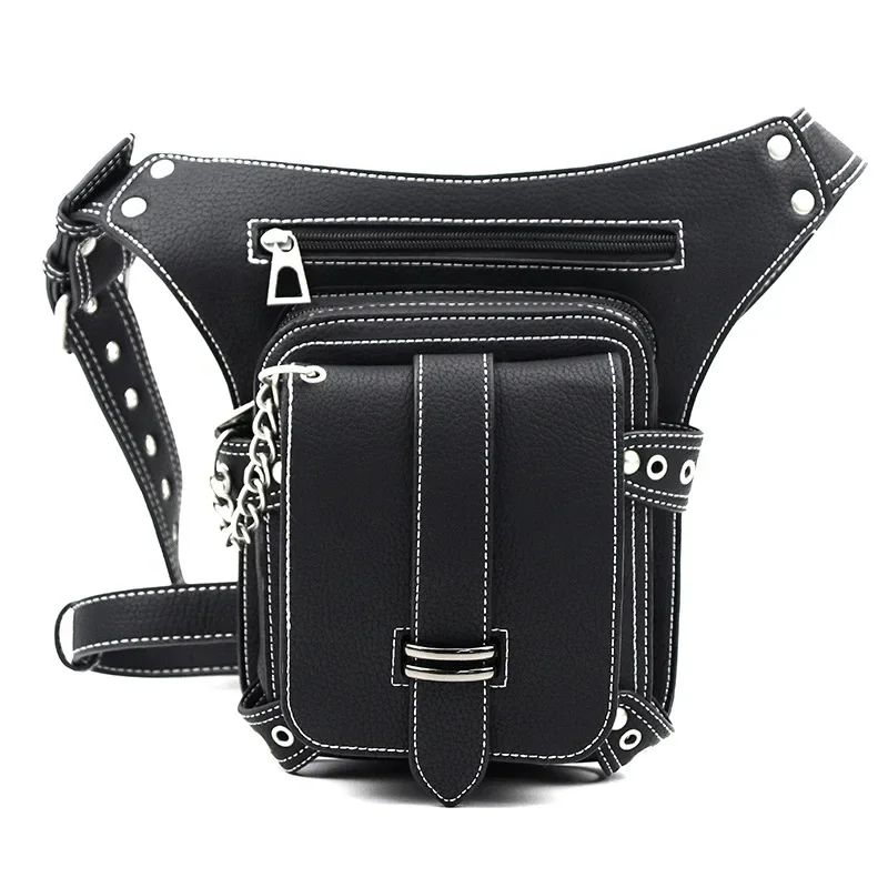 Cool Motorcycle Fanny Packs For Men Steam Punk Retro Pu Leather Waist Bag Waterproof Wear-resistant Shoulder Hip Sack Women Bag