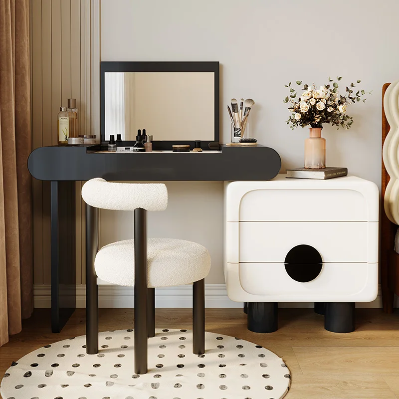 

modern wooden Dressing table with mirror minimalist elegant design Makeup vanity high-end interior penteadeira bedroom furniture
