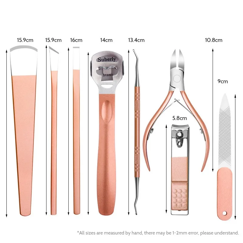 Outils de pédicure professionnels pour les pieds, épurateur de pieds en acier inoxydable, dissolvant de peau à fréquence, tondeuses ration, kit de soin des pieds, 9 pièces