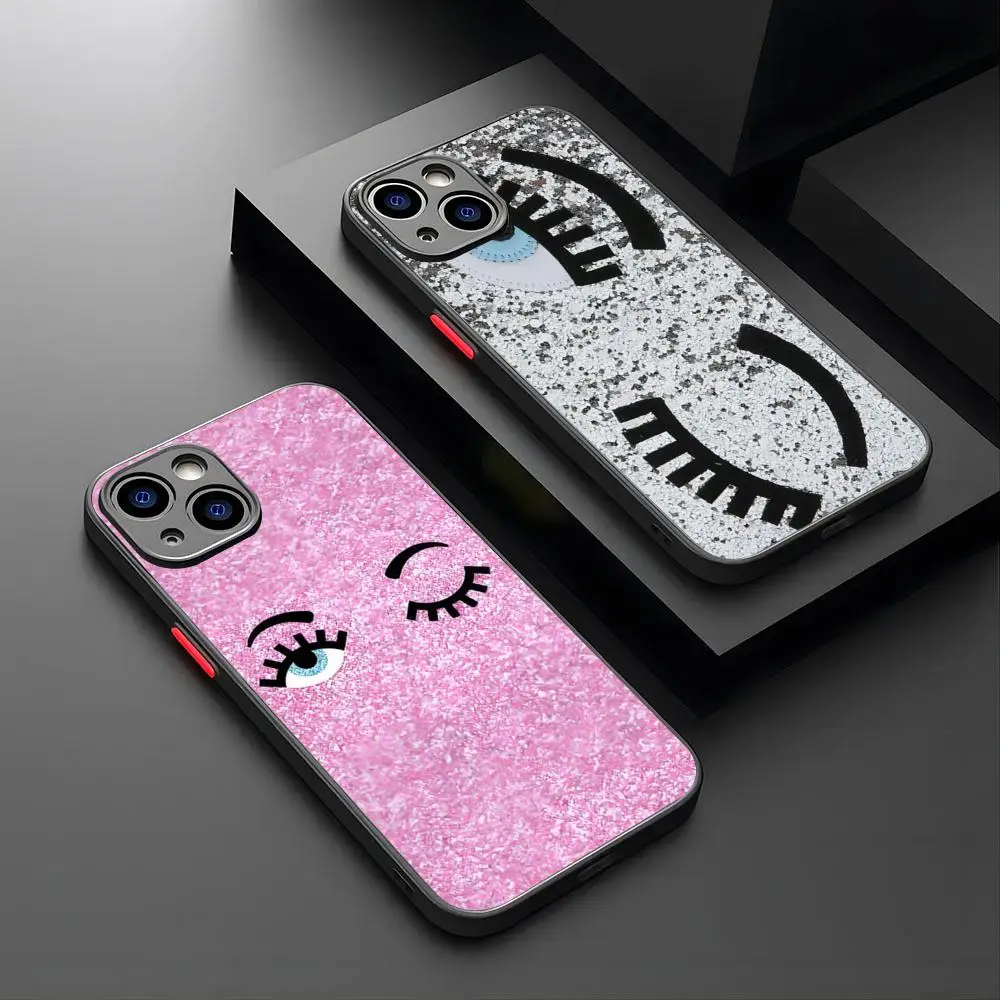 Hot Chiara Ferragni Eyes Eyes Phone Case Couple For IPhone 15 16 14 12 13 11 Pro XR XS Max Mini X 7 8 Plus Matte Shell Cover