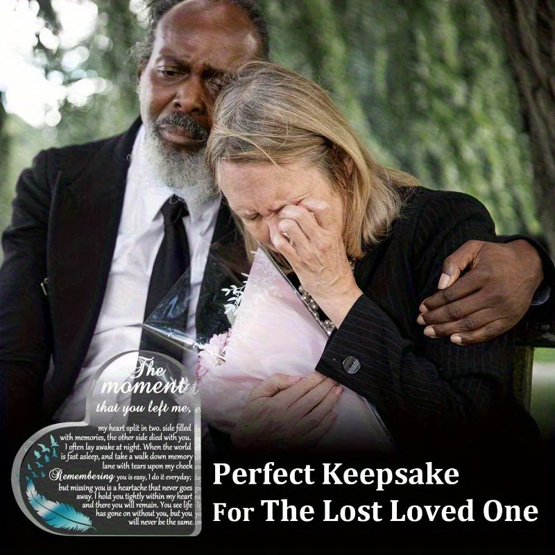 Acrylic Heart Memorial Keepsake – Sympathy Funeral Gift Bereavement Paperweight