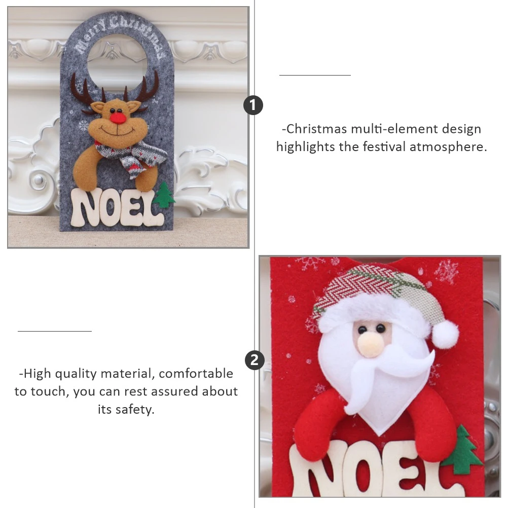 

4pcs Christmas Door Knob Decor Hanging Handle Hanger Decorations Multi-Element Design High Quality Material Assorted Colors