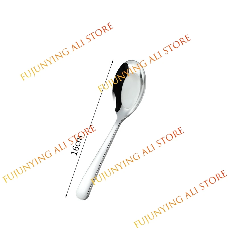 16cm Stainless Steel Cutlery Spoon Home Hotel High-end Cutlery Flat Bottom Spoon Portable Long Handle Spoon A1