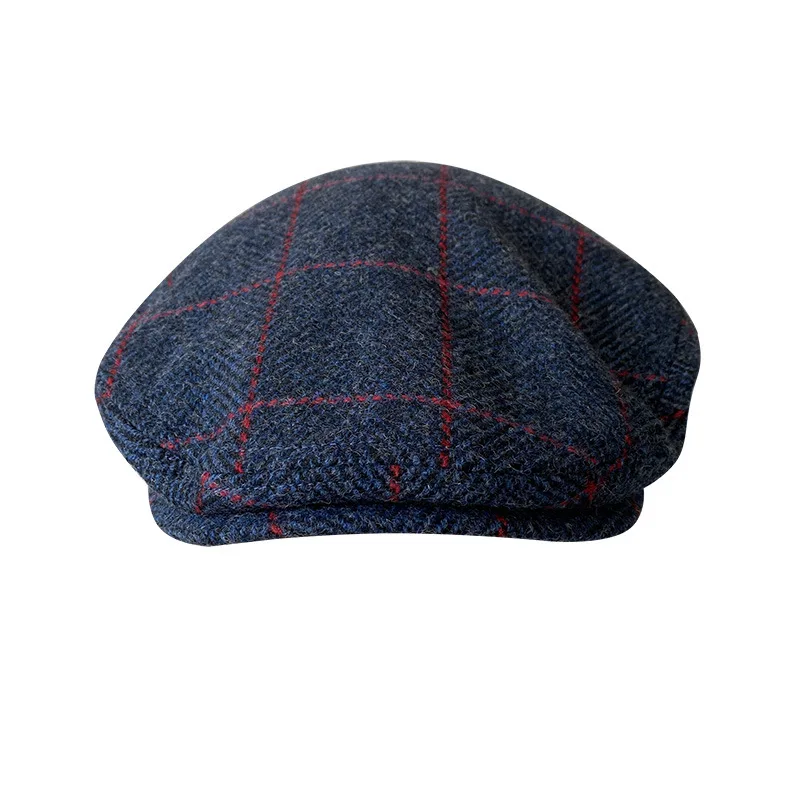 Niebieskie Nowe Wełniane Berety W Kratę Jesień Zima Brytyjski Styl Newsboy Beret Kapelusz Retro Anglia Kapelusze Męskie Czapki Peaked Painter Cap 29