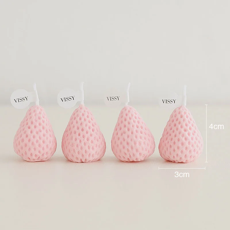 1PC/4PCS Strawberry Decorative Aromatic Candles Wax Scented Candle For Birthday Wedding Candle