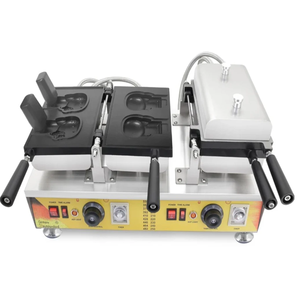 Commercial 4 PCS Kitt y Cat taiyaki machine Waffle Maker with CE Double-mold Kitty Shape waffle maker machine
